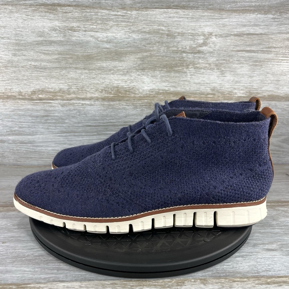 Cole Haan Men's Zerogrand Stitchlite Blue Wool Chukka Boots Size 11.5